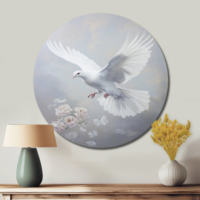 Tranquil Dove Harmony I - Animals Round Metal Wall Art