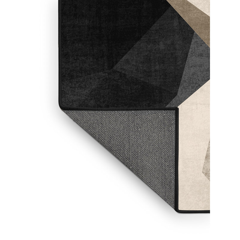 Tapis beige moelleux à motif géométrique moelleux à motif géométrique moderne et contemporain Ristaino, 7 x 9