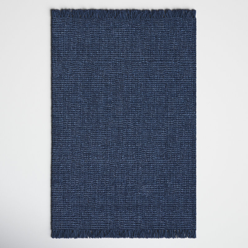 Royce Farmhouse Handmade Tufted Chunky Jute Navy Blue Rug, Rectangle 7'6" x 9'6"
