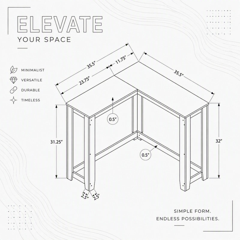 Table d'appoint étroite en stratifié brun pour hall d'entrée, coin et petits espaces, design moderne et contemporain