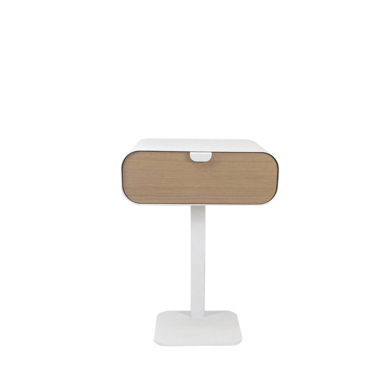 Huxley Pedestal End Table, White/Beige