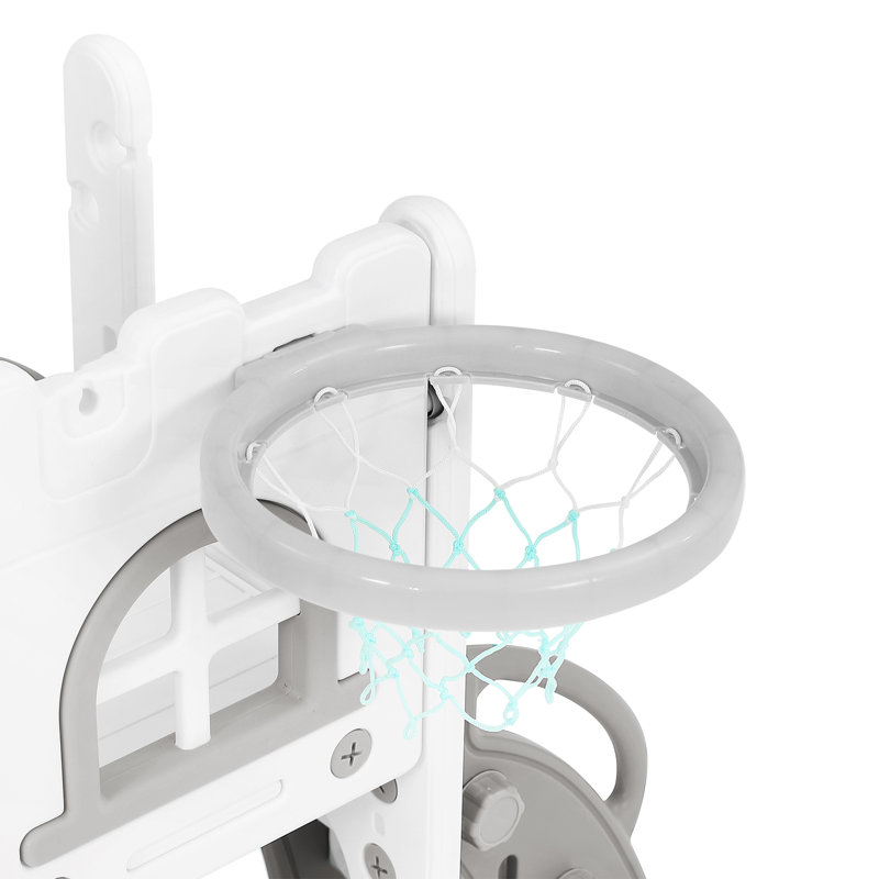 Joyldias 70.9'' W 9 In 1  Plastic Climber Toddler Slide, Toddler Playground With Double Slides,, Gray/White