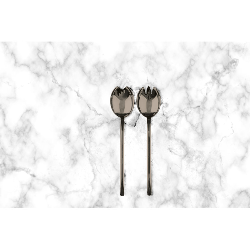 Couverts à salade raison (fourchette et cuillère), L 9,5 po x l 3,25 po, Or noir