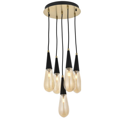 Luminaire suspendu en grappe à 5 lumières