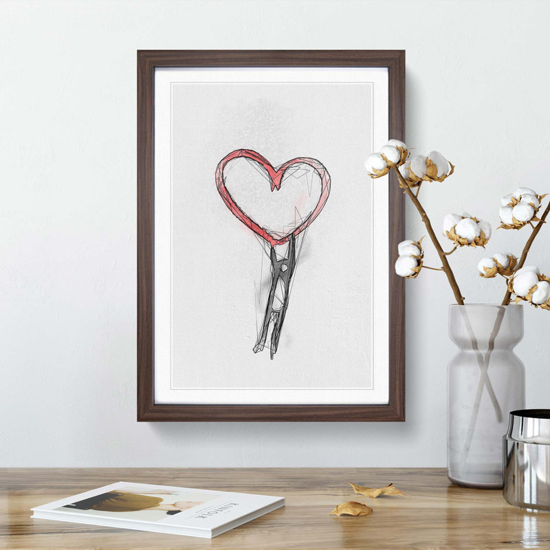 Holding on to Love in Abstract - Picture Frame Graphic Art Print, Walnut Framed, 36cm H x 27cm W x 2cm D