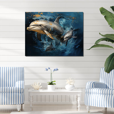 Blue Dancing Dolphines IV - Dolphin Canvas Prints