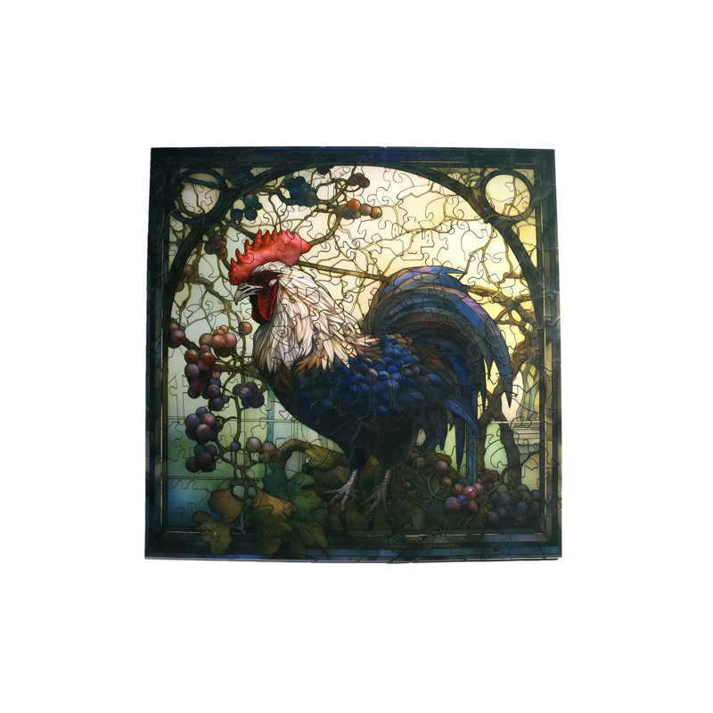 Coq dans le jardin - casse-tête en bois par Wizardi F07N9-17
