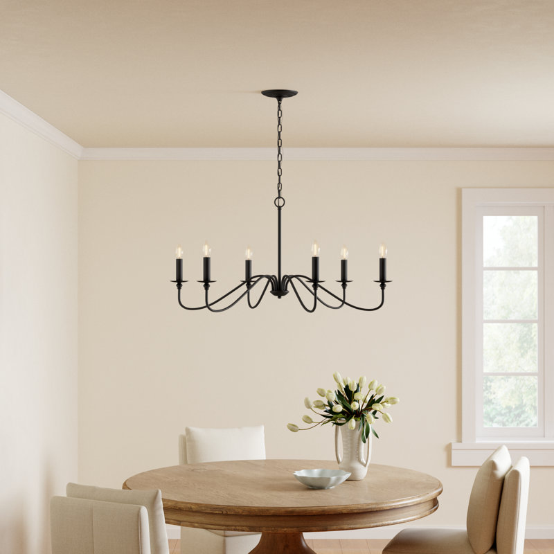 Ableton Iron 6-Light Chandelier, Noir mat, H 25 po x l 48 po x P 48 po