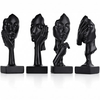 Resin Classic Gesture Face Mask Indoor Sculpture Set of 4
