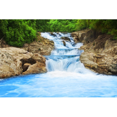 Waterfall Streaming Down - Wrapped Canvas Print