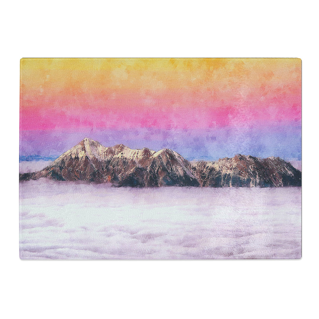 Tempered Glass Mountain Through the Clouds Chopping Board