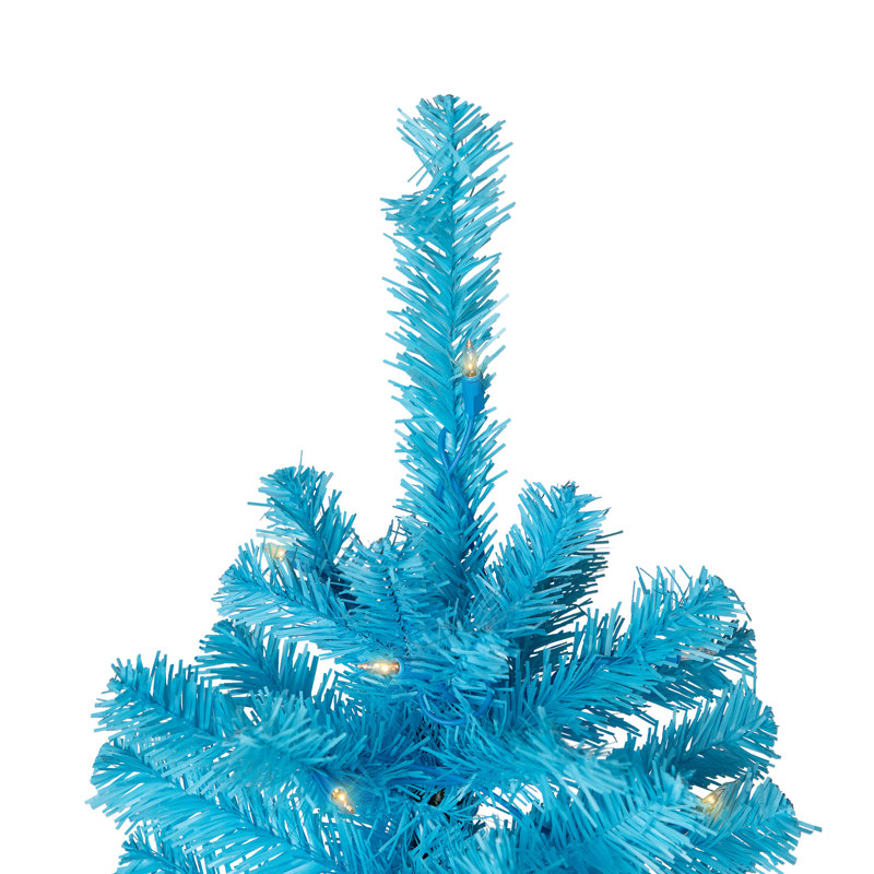 Pre-Lit Medium Pine Artificial Christmas Tree - Sky Blue - Clear Lights, 7'