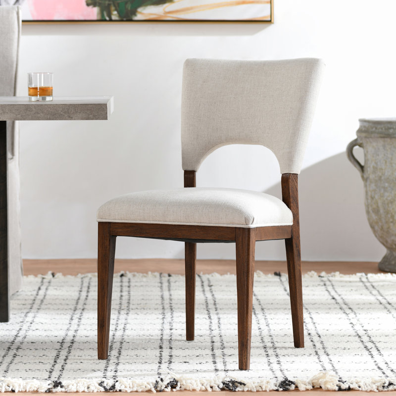Mitchel Upholstered Dining Chair, White, Brown