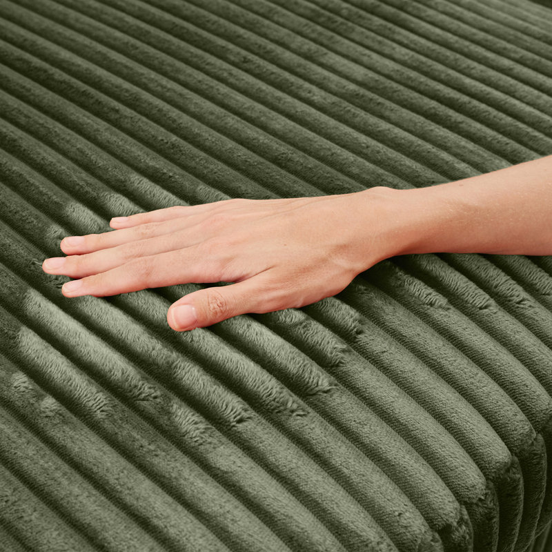 Causeuse avec accoudoirs carrés en velours côtelé Fluffy, Vert