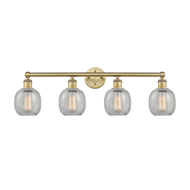 Éclairage pour meuble-lavabo 4 lumières Carlucci, Transparent craquelé, Laiton brossé