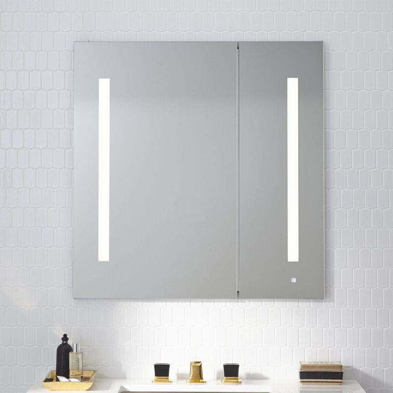 Armoire à pharmacie encastrée AiO avec 3 tablettes réglables et éclairage DEL, H 39,375 po x l 35,25 po x P 4 po, Droite