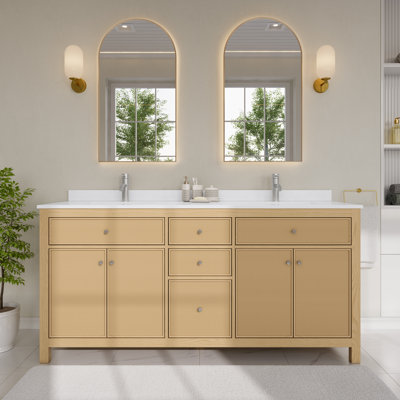 Pendry 72" Freestanding Double Bathroom Vanity with Quartz Top