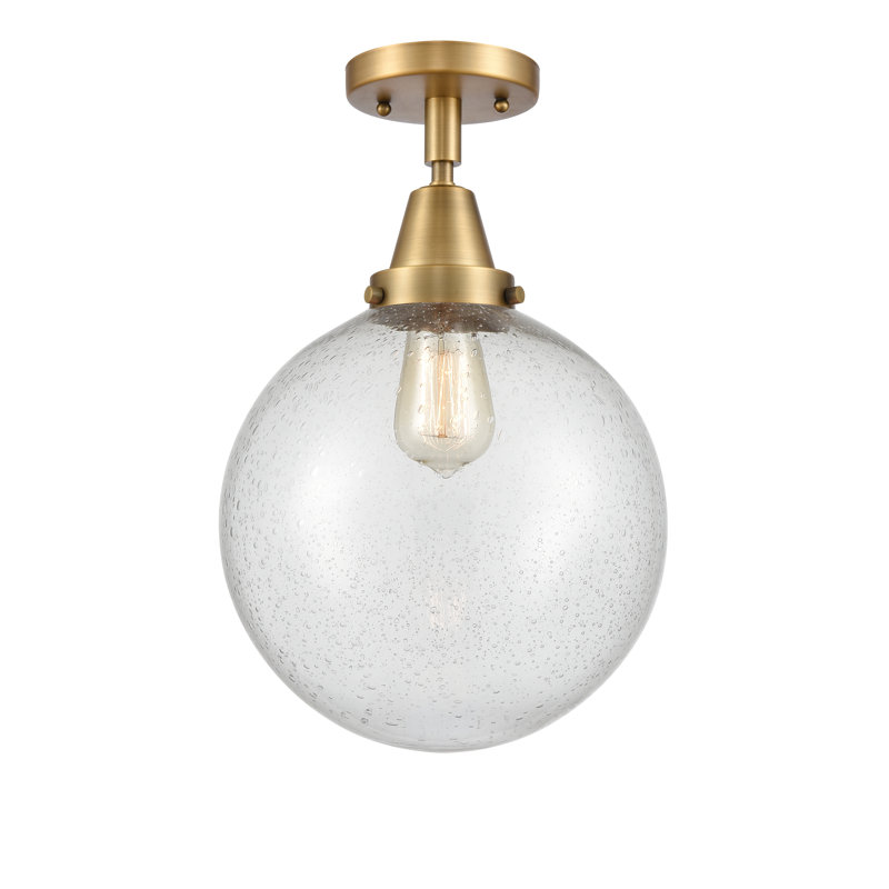 Plafonnier encastré en verre Amede, Grainé, H 12,5 po x l 10 po x P 10 po, Laiton brossé