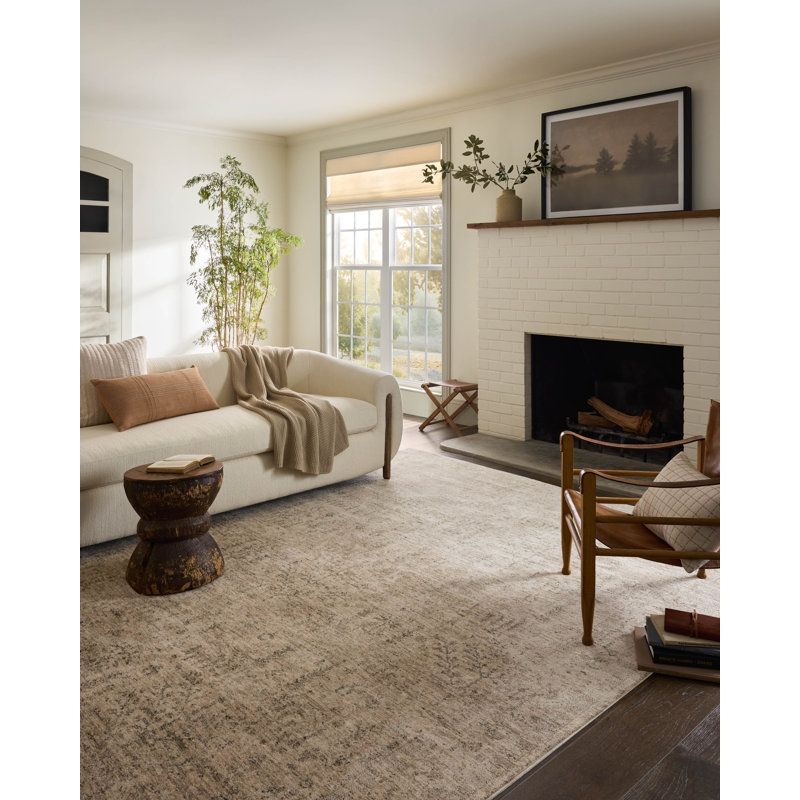 Magnolia Home by Joanna Gaines x Loloi Junie Oatmeal / Smoke Area Rug, Round 7'10"