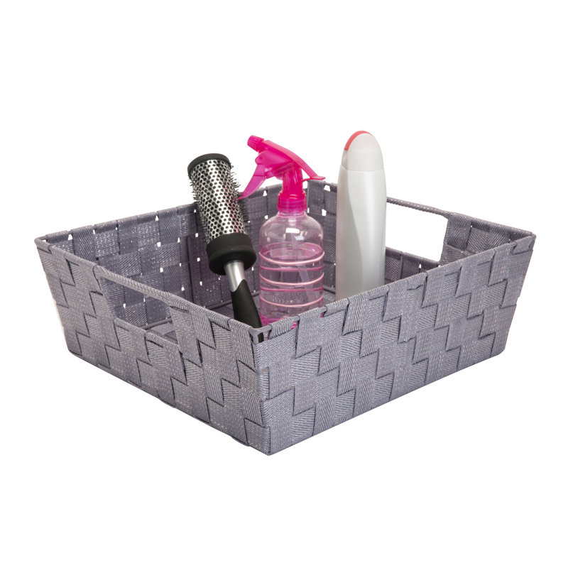 Fourre-tout à sangle tissée, Noir argenté, H 5 po x l 15 po x P 13 po