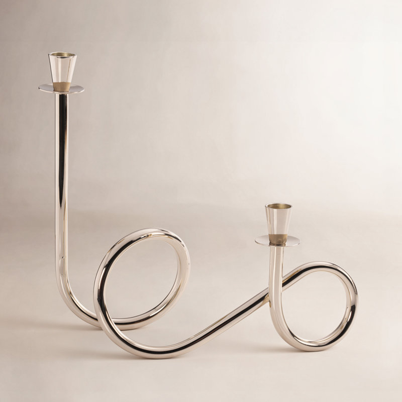 Breda 2-Tier Brass Candle Holder, Gold
