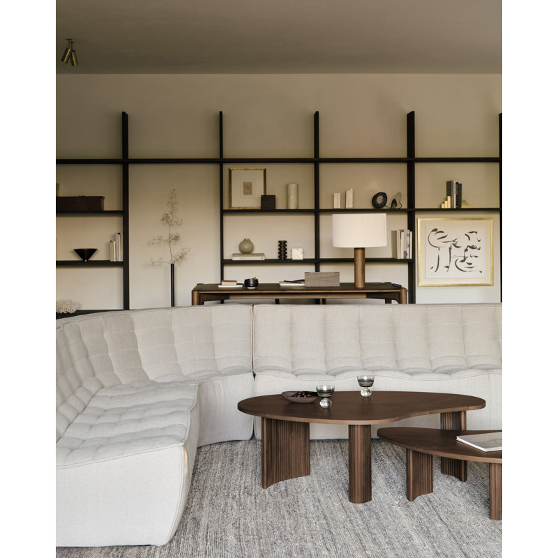 N701 Modular Sofa Set - Combo Left - 1 Seater + 2 Seater + 90° Square Corner, 30" H x 91" W x 67.5" D, Blue Polyester Blend