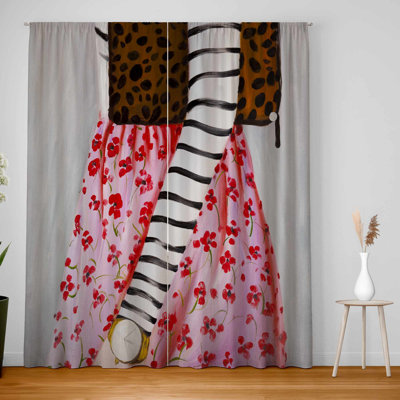 Fashionable Woman Leopard Bag Blackout Curtains Pair | Decor