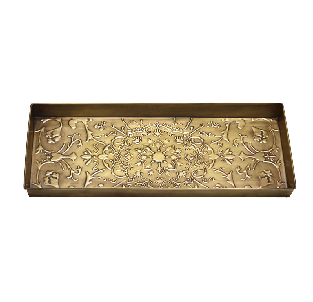 Antique Brass Star Medallion 30 in. x 13 in. Indoor Boot Tray Home Furnishings by Larry Traverso