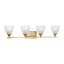 Luminaire mural de salle de bain 4 lumières Toffino au fini laiton satiné avec abat-jour en verre craquelé transparent-112738056-112738064-112738067