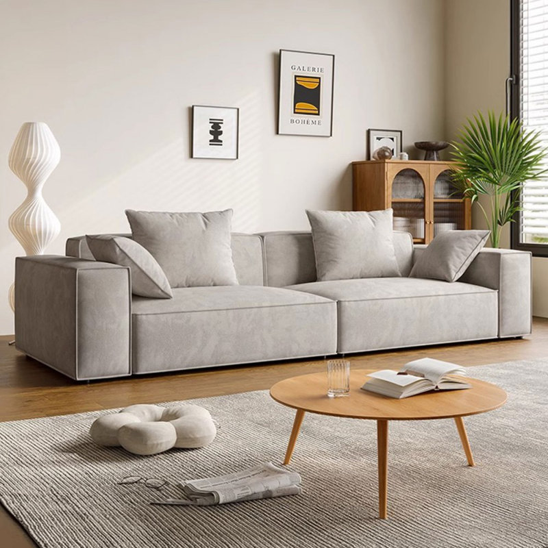 Coussin modulaire 100% polyester, H 28,35 po x l 94,49 po x P 39,37 po, Gris clair, 3