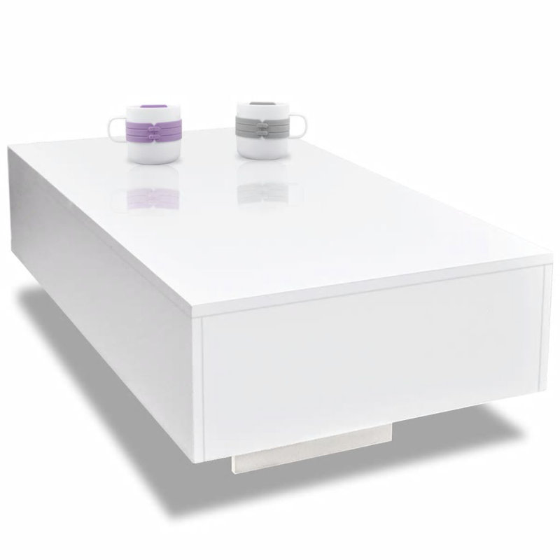 vidaXL Coffee Table Rectangular End Table Side Table Living Room Furniture, White, 12.2" H x 33.5" L x 21.7" W