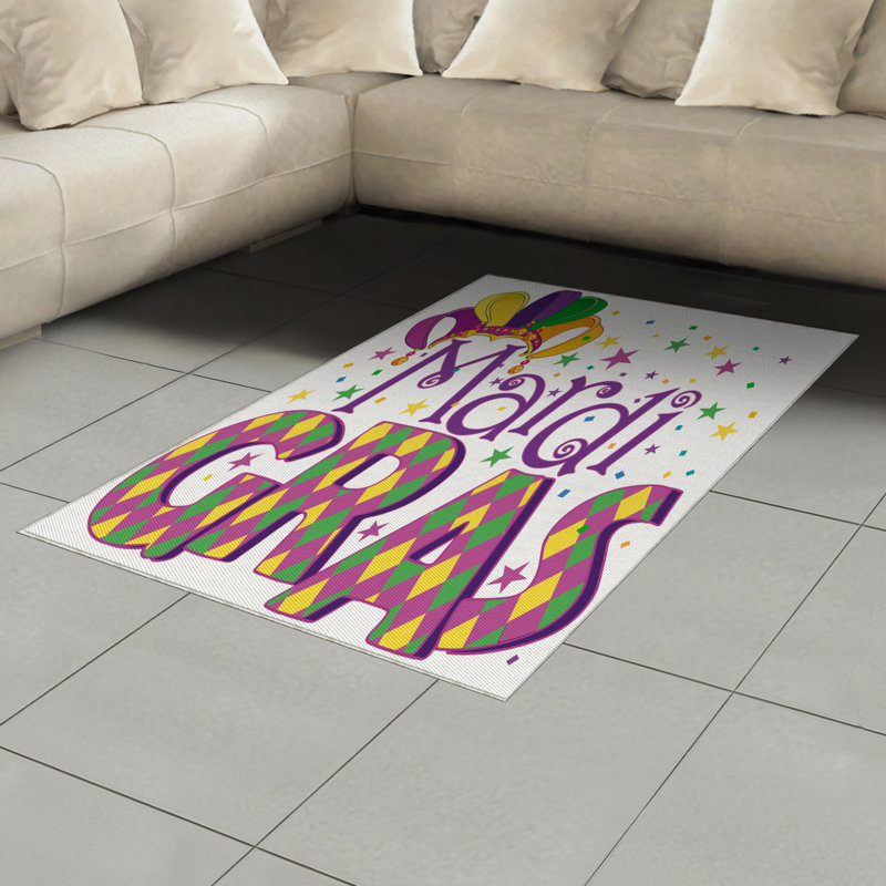 Mardi Gras High Density Long Fiber Poly Threads Decorative Area Rug Carpet, Rectangle 4' x 5'8"