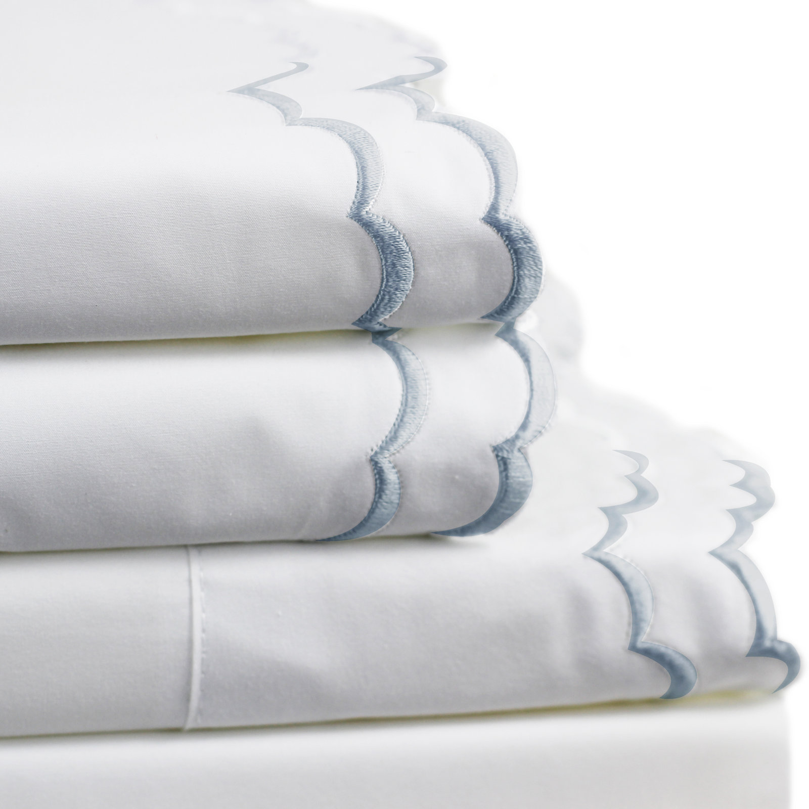 Bara Cotton Sheet Set, California King Sheet Set with 2 Pillowcases, Blue/White