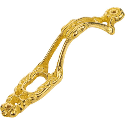 Cast Brass Decorative Door Pull Handle W/Keyhole Insert | 3 3/4" H X 3/4" W | Keyhole Cover Escutcheon Plate For China Cabinet, Dresser Drawers, Desk