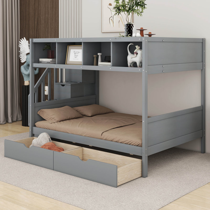 Jannell Kids Twin Over Full Bunk Bed, Gray