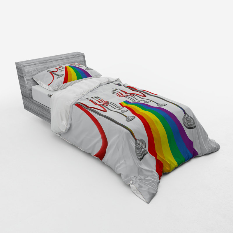 Microfibre multicolore Pride moderne et contemporaine, Housse de couette simple + 6 pièces supplémentai