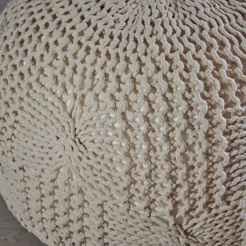 Pouf rond en coton Bordeaux, beige, Tissu beige