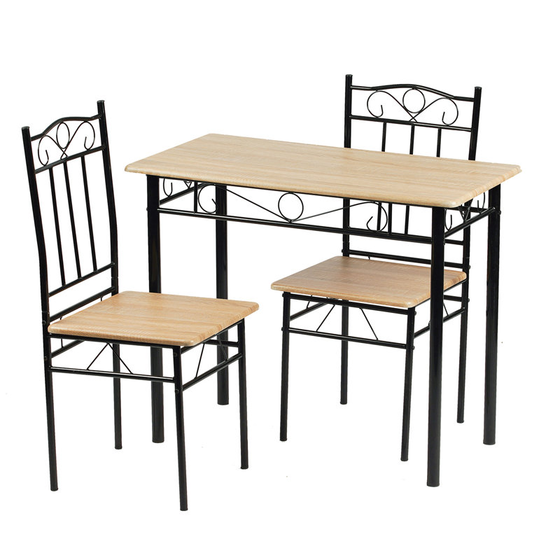 Barnabas 2 - Person Dining Set, Beech/Black, Black, Beech