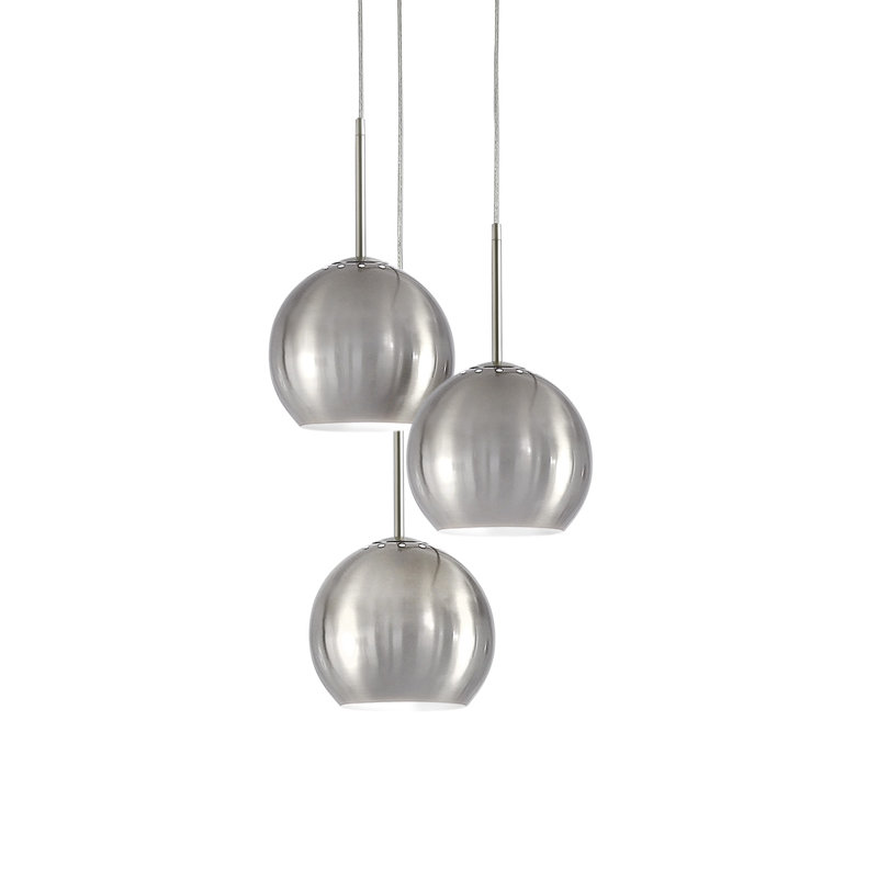 Luminaire suspendu en verre Shynar Globe, Nickel brossé, Nickel brossé