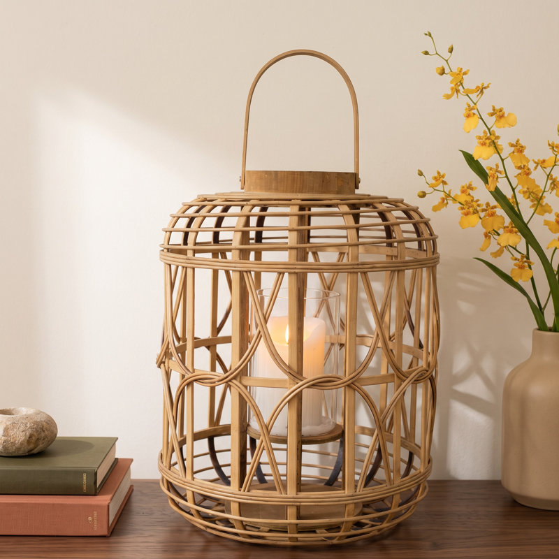 Latonia Wood Tabletop Lantern, 15.5" H x 12.25" W x 12.25" D