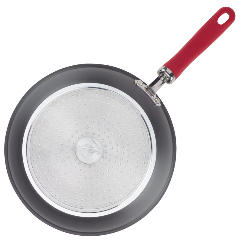 Rachael Ray Create Delicious Hard Anodized Nonstick Cookware Induction Pots and Pans Set, 11 Piece, Gray/Red