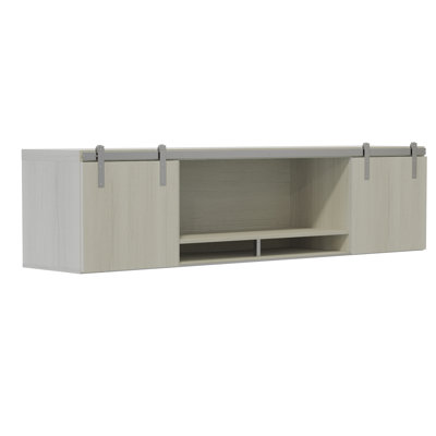 Mirella Wall-Mounted Hutch with Sliding Wood Doors