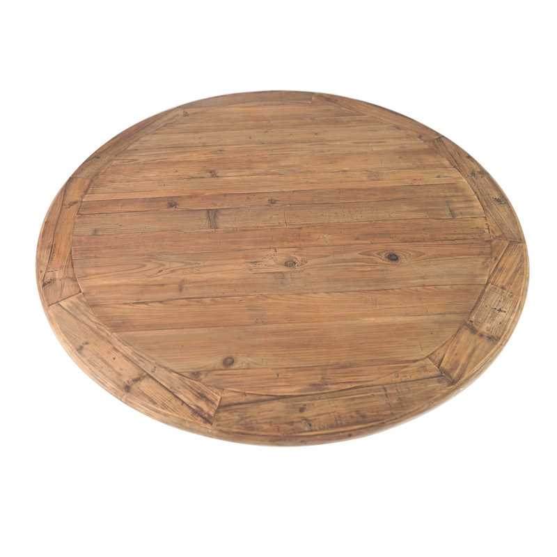 Amania Pine Round Solid Wood Dining Table, Brown, Natural