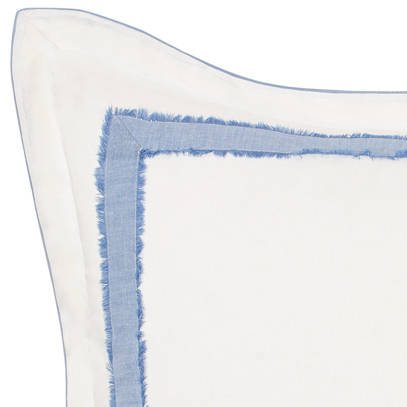Blue and White Embroidered Cotton Euro Sham