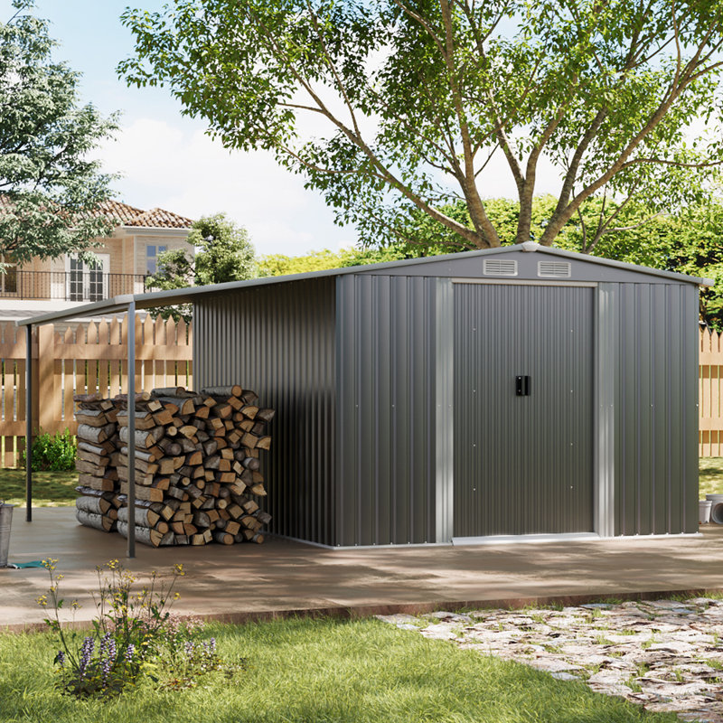 Black Outdoor Metal Storage Shed
