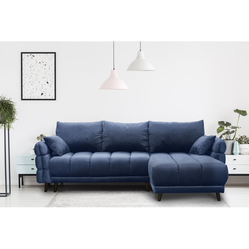 Casarez 5 Seater Corner Sofa, Blue, Right Hand Facing