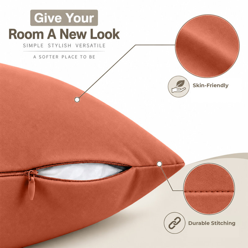Soft Premium Microfiber Dyed Cushion Cover, RUST