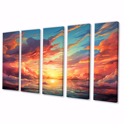 «Magical Sunset Sky II - Sky», ensemble d'art mural 5 pièces