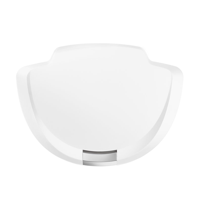 White Plastic Semi-Round Step Trash Can with Steel Pedal