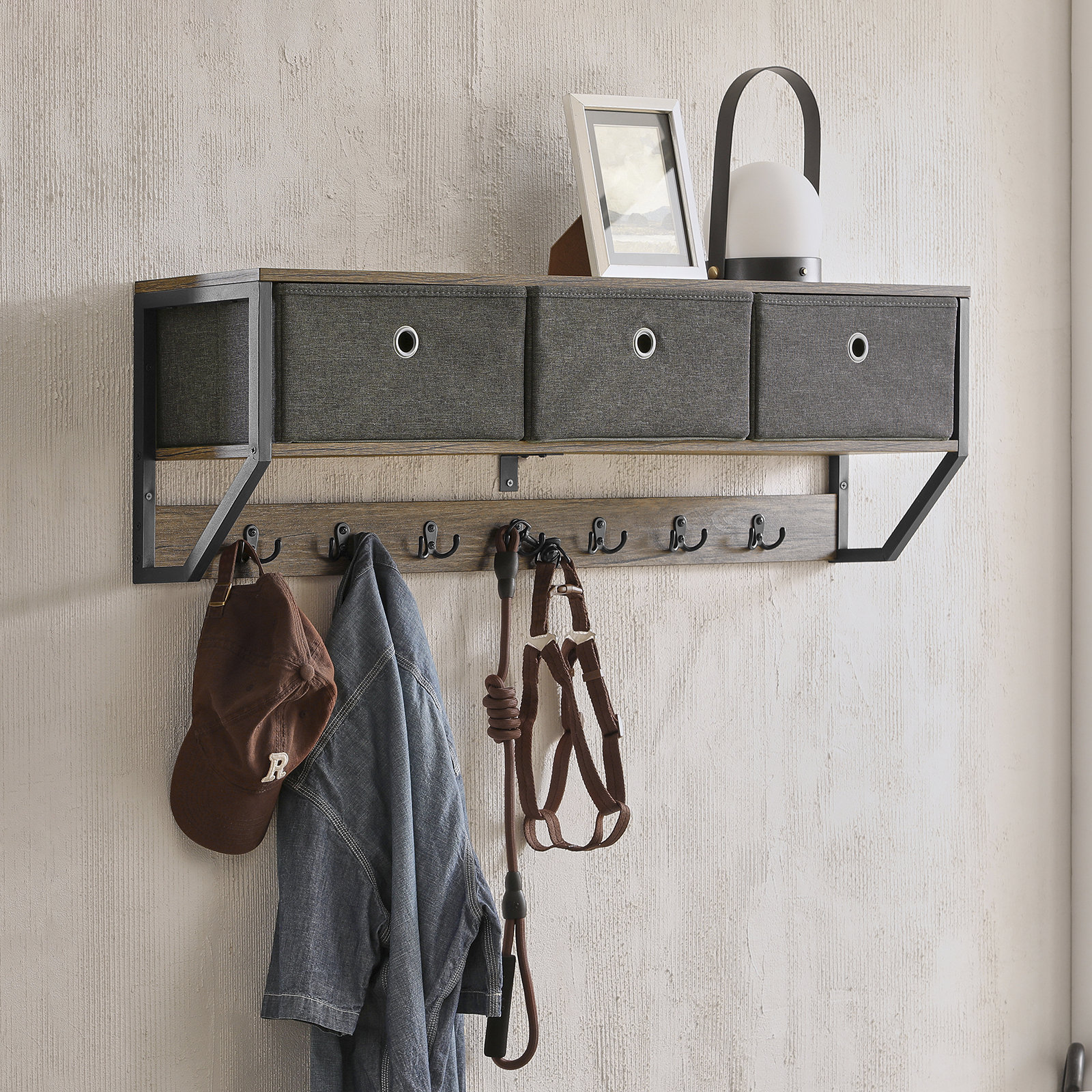 Wall Mounted Coat Rack With Storage Baskets Coat Rack Country Hat
